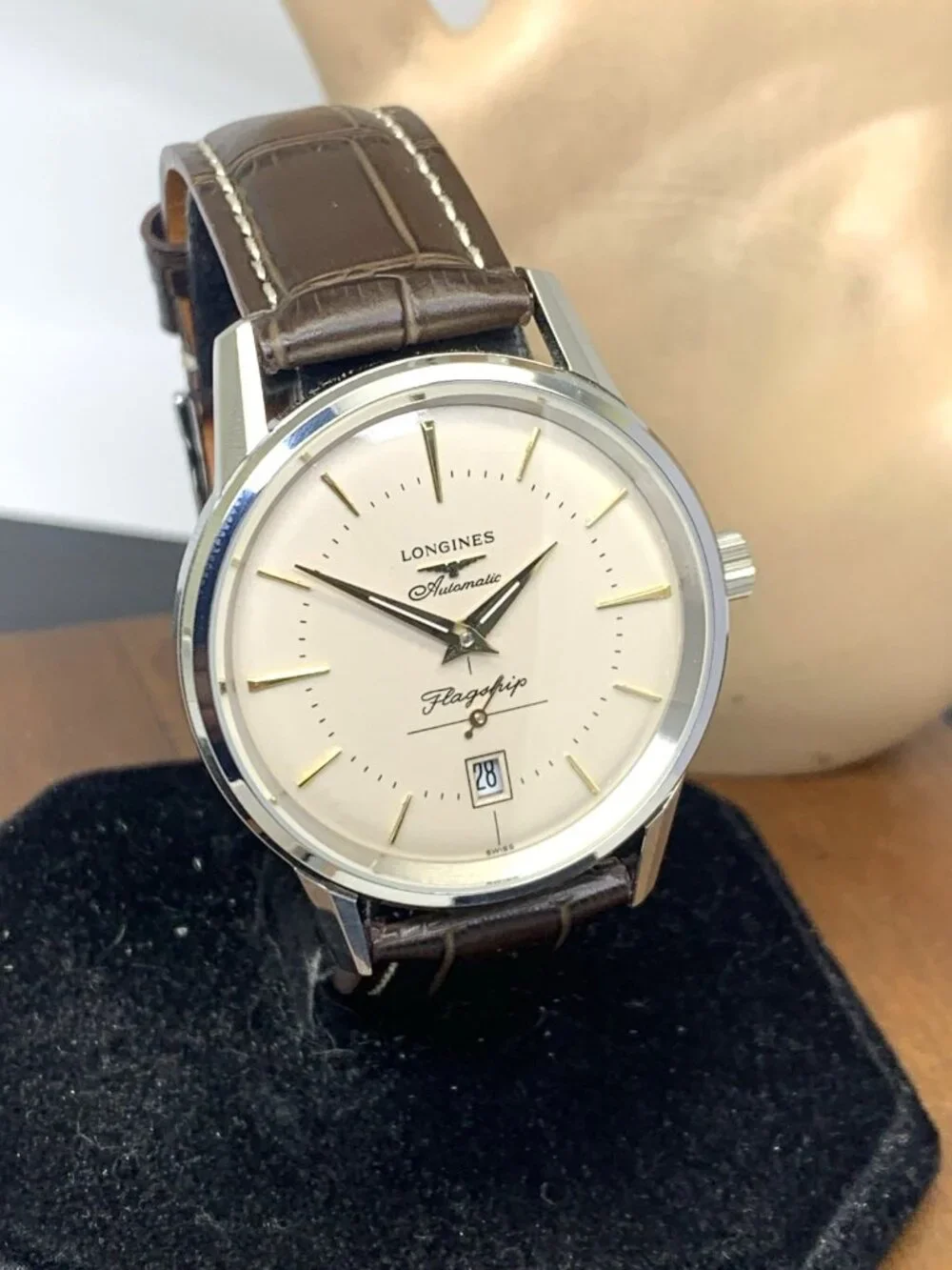 Longines Men's Watch L47954782 Flagship Heritage Swiss Automatic Leather 39mm